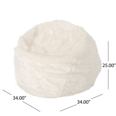 Amori Modern 3 Foot Faux Fur Bean Bag White Color