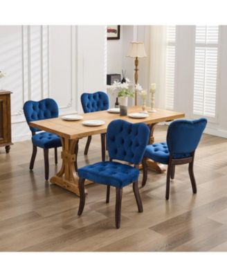 Streamdale French Tufted Fabric Dining Chairs, Set of 2, Blue