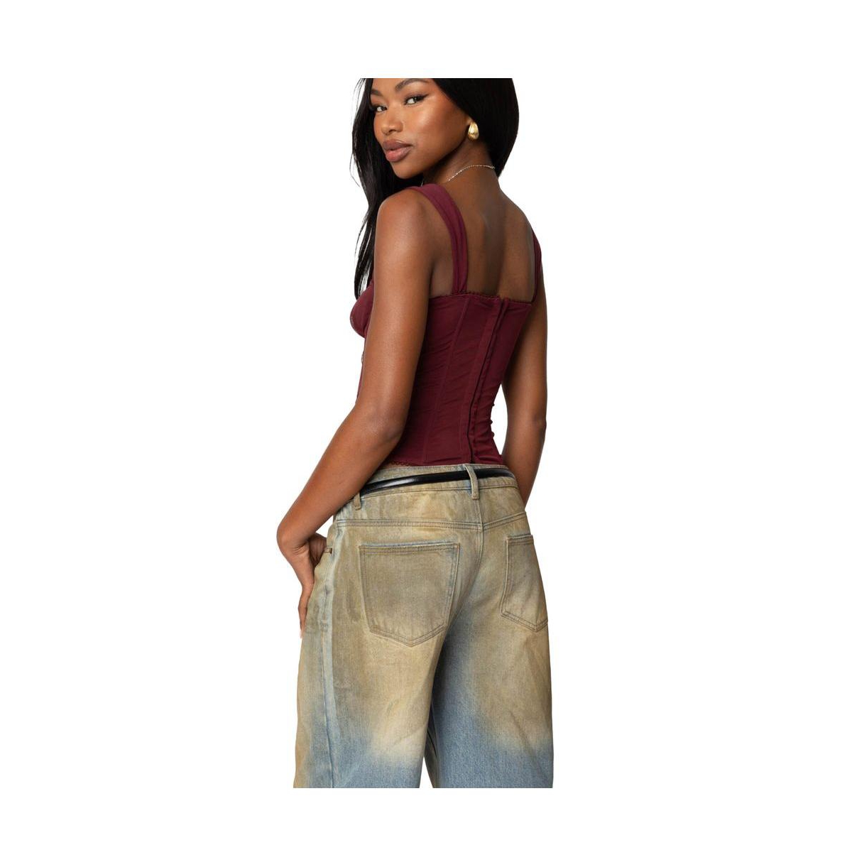 Edikted Women's Marcella Wide Strap Mesh Corset