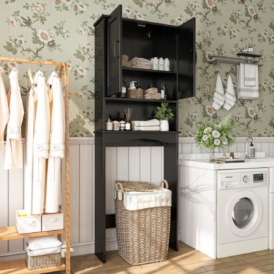 23.62 in. W x 65.39 in. H x 8.27 in. D Over The Toilet Storage with Adjustable Shelves for Bathroom and Laundry
