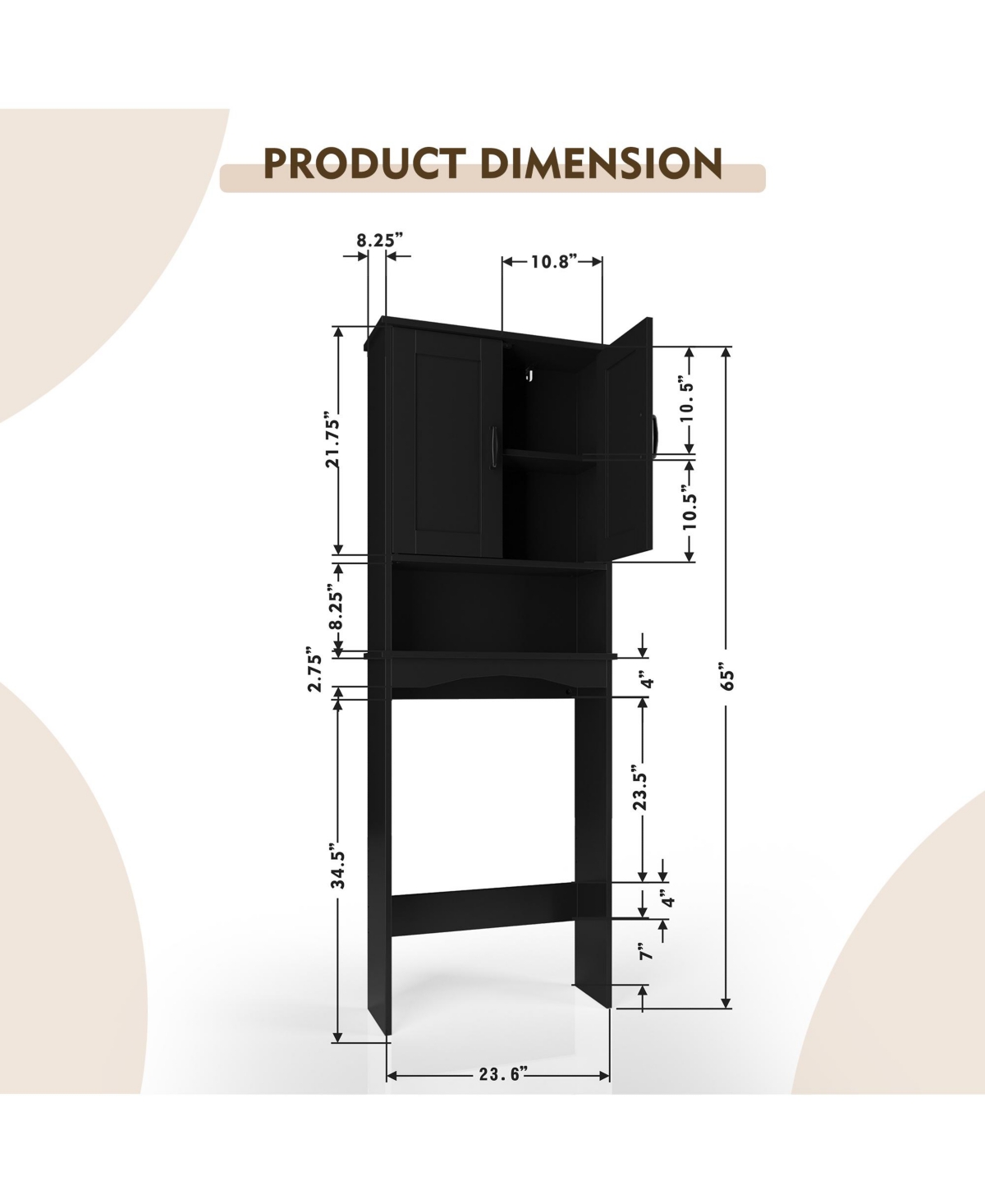 Lovmor in. W x in. H x in. D Over The Toilet Storage with Adjustable Shelves for Bathroom and Laundry