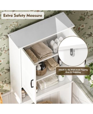 23.62 in. W x 65.39 in. H x 8.27 in. D Over The Toilet Storage with Adjustable Shelves for Bathroom and Laundry