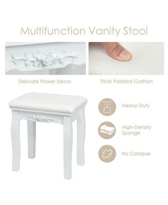 10 Dimmable Lights Vanity Table Set with Lighted Mirror and Cushioned Stool