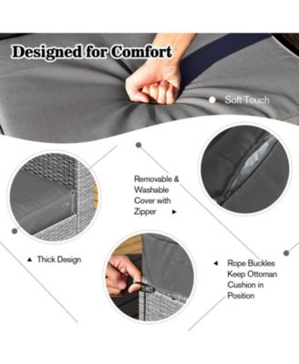 8 Pieces Patio Rattan Furniture Set with Storage Waterproof Cover and Cushion-Gray