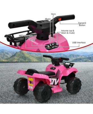 6V Kids ATV Quad Electric Ride On Car with LED Light and MP3-Pink