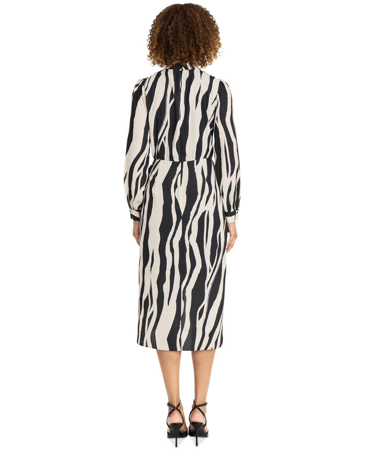 Maggy London Women's Printed Turtleneck Tulip-Skirt Dress -cream