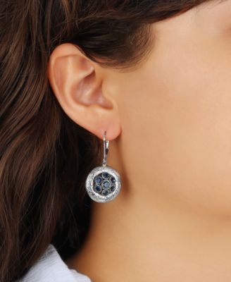 Silver-Tone Crystal Round Drop Earrings