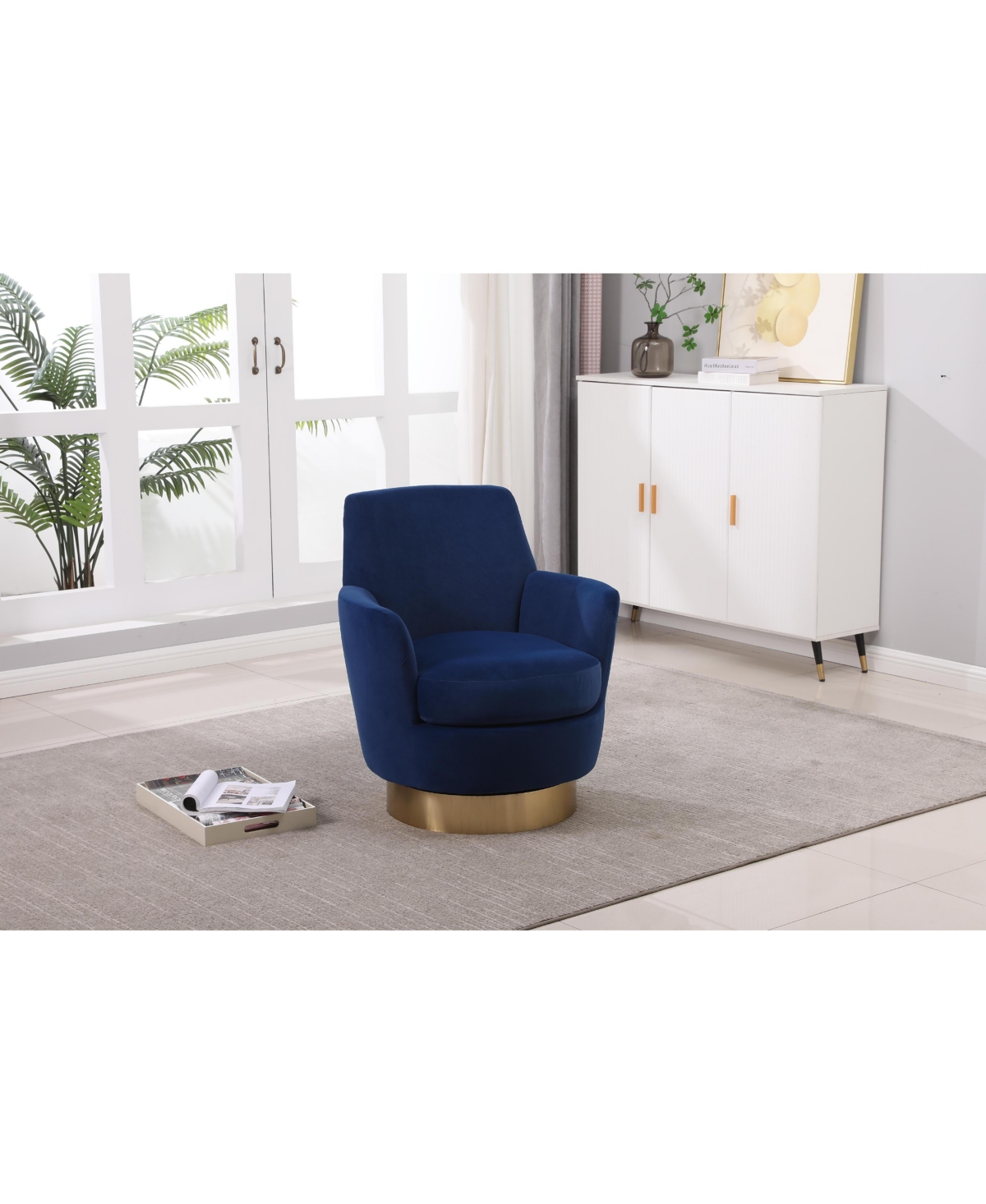 Streamdale Furniture Velvet Swivel Barrel Chair, Swivel Accent Chairs Armchair for Living Room, Reading Chairs for Bedroom Comfy, Round Barrel Chairs
