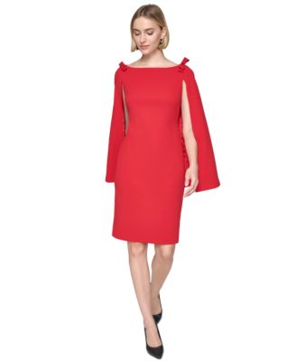 KARL LAGERFELD PARIS - Women's Bow-Shoulder Cape Dress