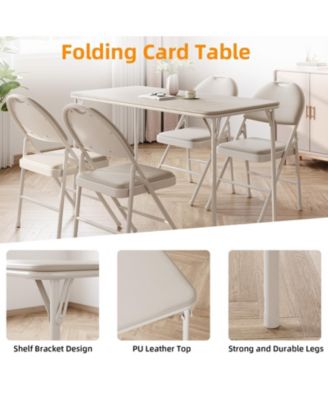 5-Piece Card Table Set,Folding Card Table and Chair Set of 5 Portable with Padded Tabletop
