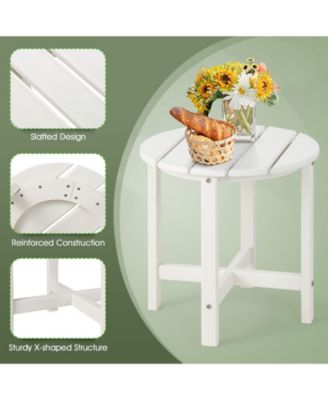 18 Inch Round Weather-Resistant Adirondack Side Table-White