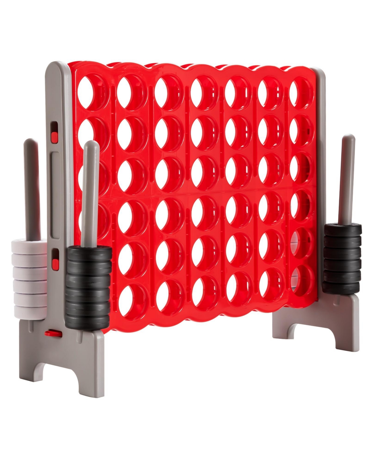 3.5 Feet Tall Jumbo 4 to Score Giant Game Set with 42 Jumbo Rings-Red - Red