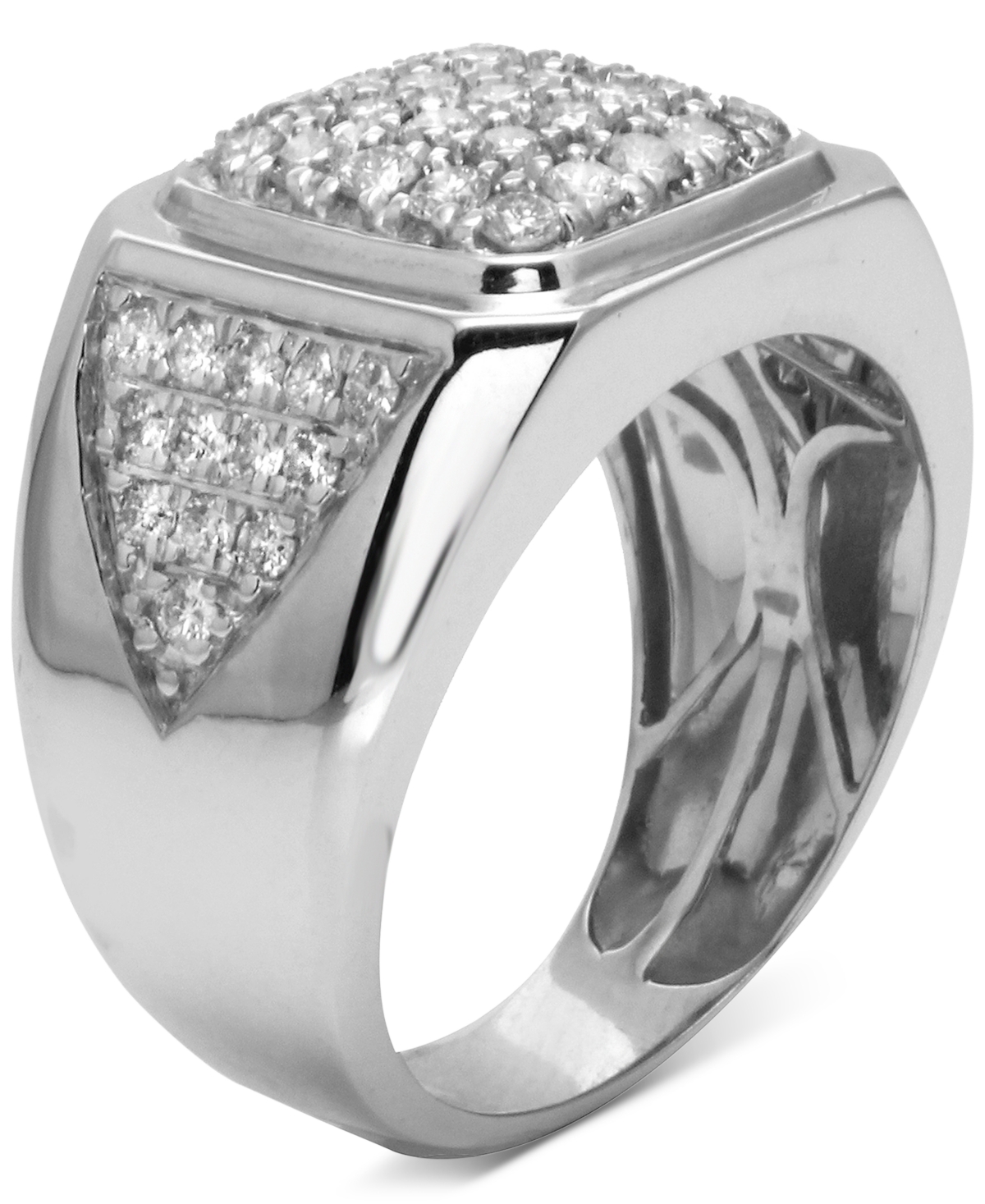 Macy's Men's Diamond Cluster Ring (1-1/2 Ct. T.w.) In 10k White Gold In White Gold
