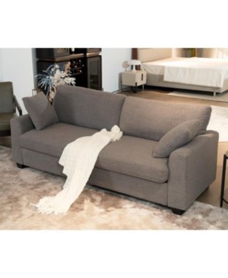 83" Loveseat Sofa for Living Room, Modern Simple Grey Teddy Couch with Wide Armrest, Sturdy Wood Structure