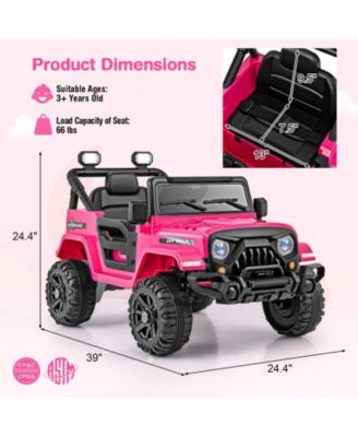 12V Kids Ride on Truck Car with Remote Control Threaded Wheels and 3 Speeds