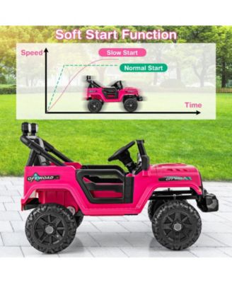 12V Kids Ride on Truck Car with Remote Control Threaded Wheels and 3 Speeds