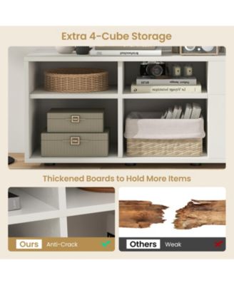  42.5"  Metal Storage Cabinet TV Console Cabinet with 2 Drawers and 4 Cubes for Entryway