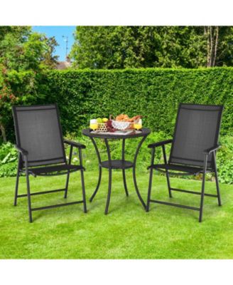 Set of 2 Outdoor Patio Folding Chair with Ergonomic Armrests-Black