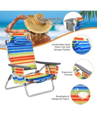2 Packs 5-Position Outdoor Folding Backpack Beach Table Chair Reclining Chair Set-Yellow