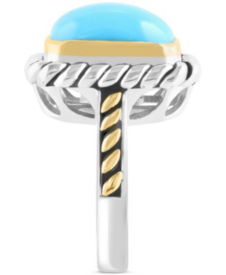 EFFY&reg; Turquoise Statement Ring in 14k Gold Over Sterling Silver & Sterling Silver 