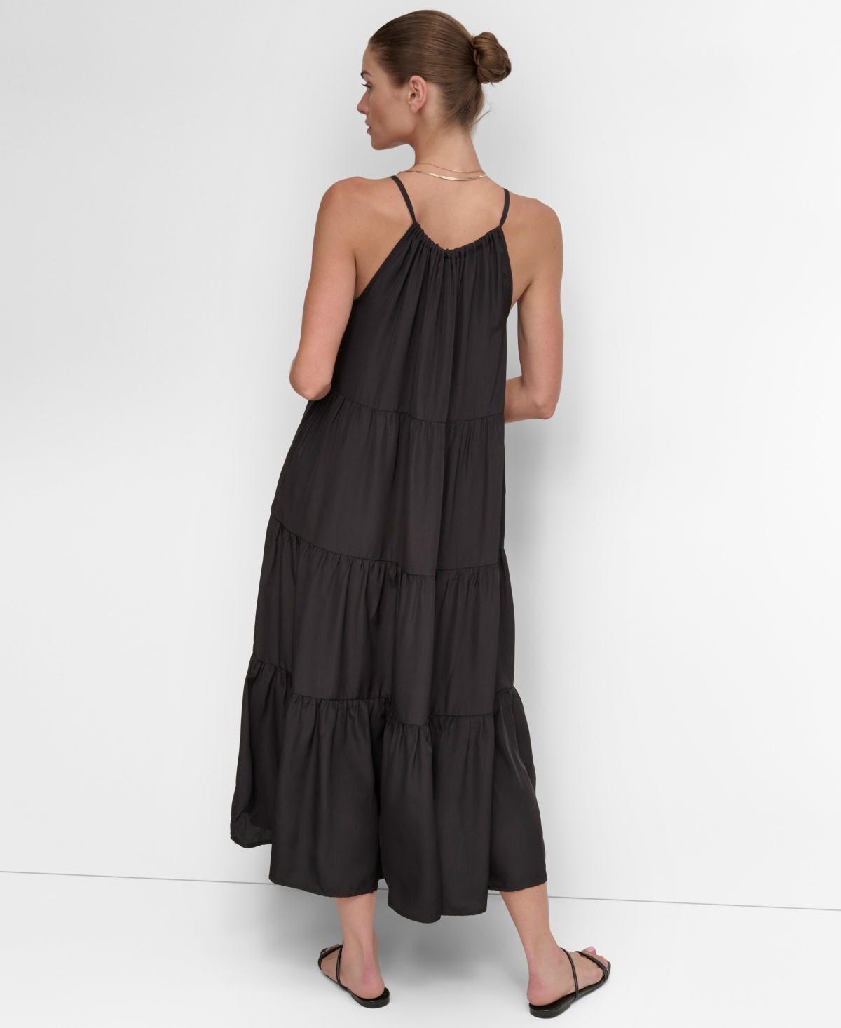 DKNY WOMEN'S TIERED MAXI DRESS SWIM COVER-UP 
