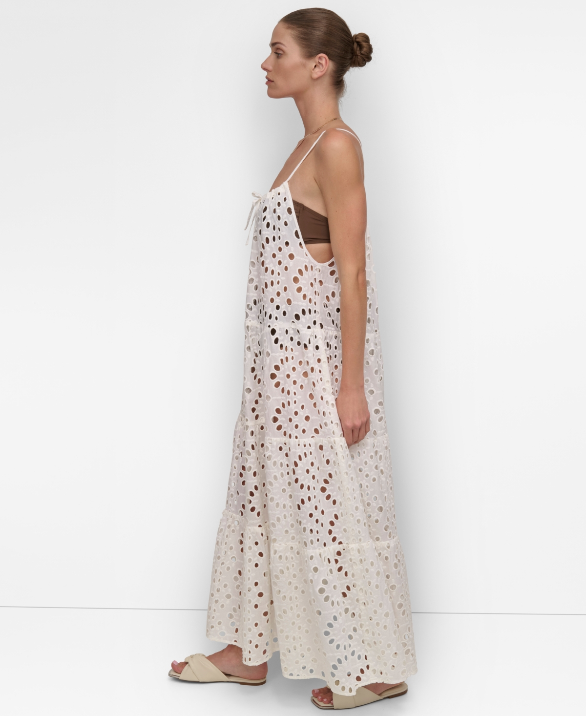 DKNY WOMEN'S TIERED MAXI DRESS SWIM COVER-UP