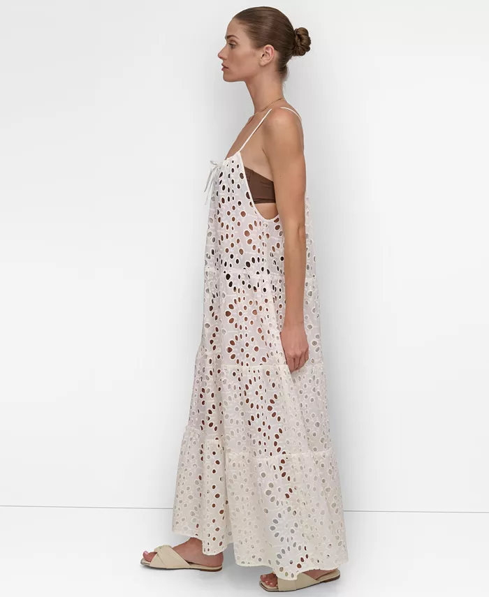 Women's Tiered Eyelet Maxi Dress Swim Cover-Up - thumbnail 2