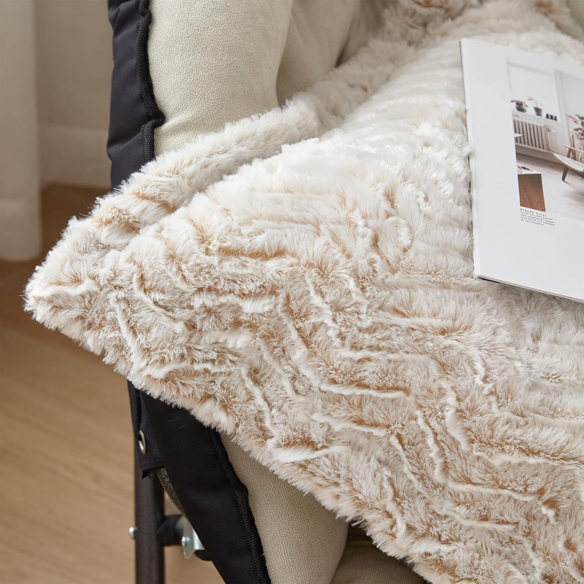 Peak of Cozy - Coma Inducer Oversized Comforter Set - Chevron Frosted Taupe