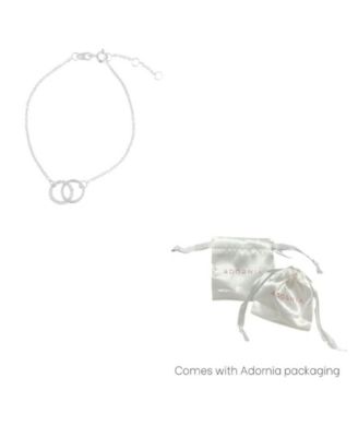 ADORNIA Silver-Tone Adjustable Cubic Zirconia Pavé Rings Bracelet