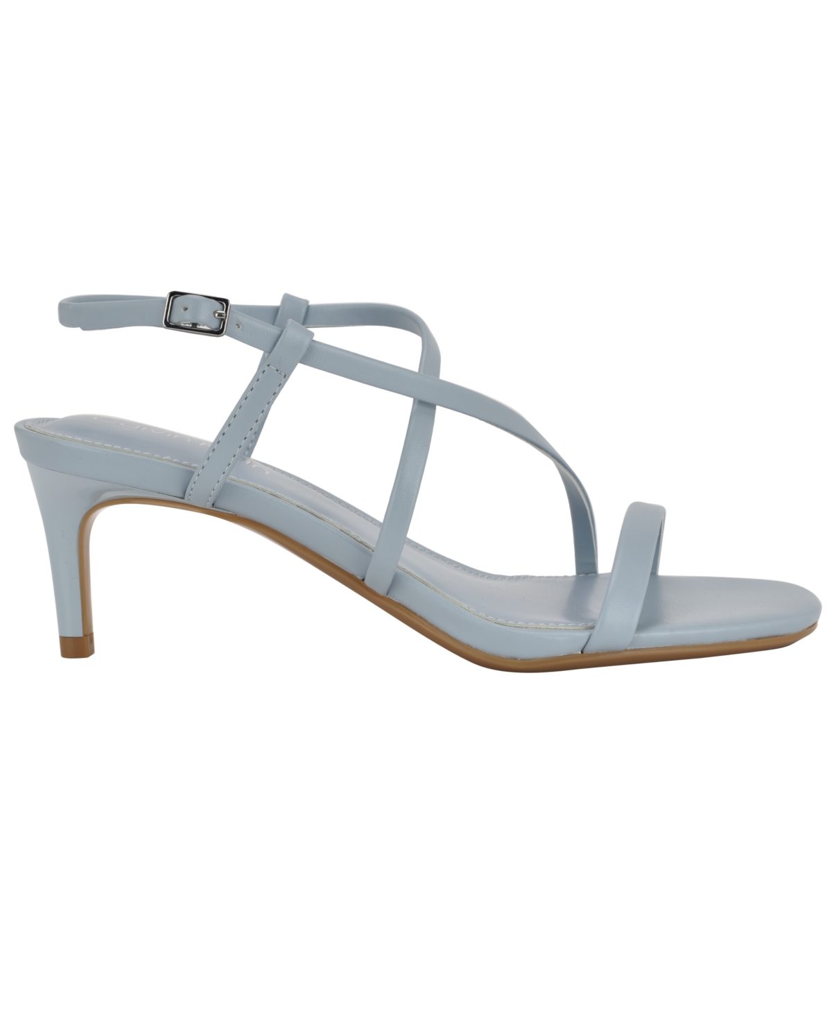 Shop Calvin Klein Women's Ishaya Strappy Low Stiletto Sandals In Light Blue