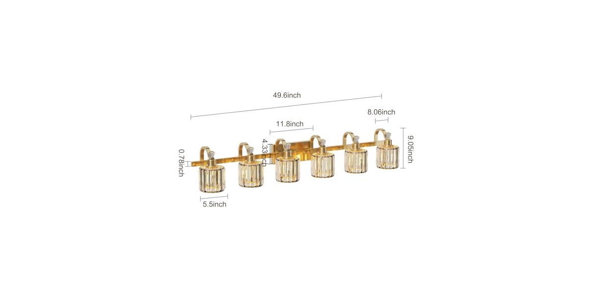 gaomon CrystalBathroom Vanity Light 6 Light Modern Bathroom Vanity Light Fixtures - Gold