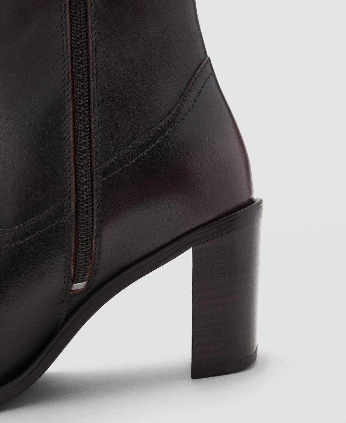 Mango Women's Block Heel Leather Ankle Boots In Brown