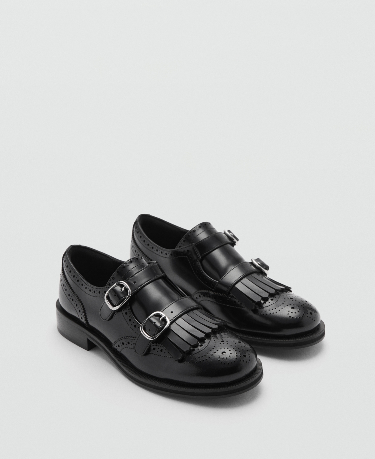 Shop Mango Women's Metallic Detail Leather Loafers In Black