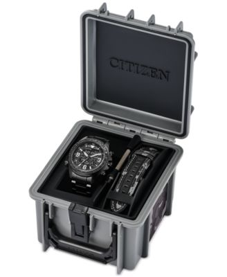 Eco-Drive Men's Chronograph Promaster Land Gray-Tone Stainless Steel Bracelet Watch 44mm