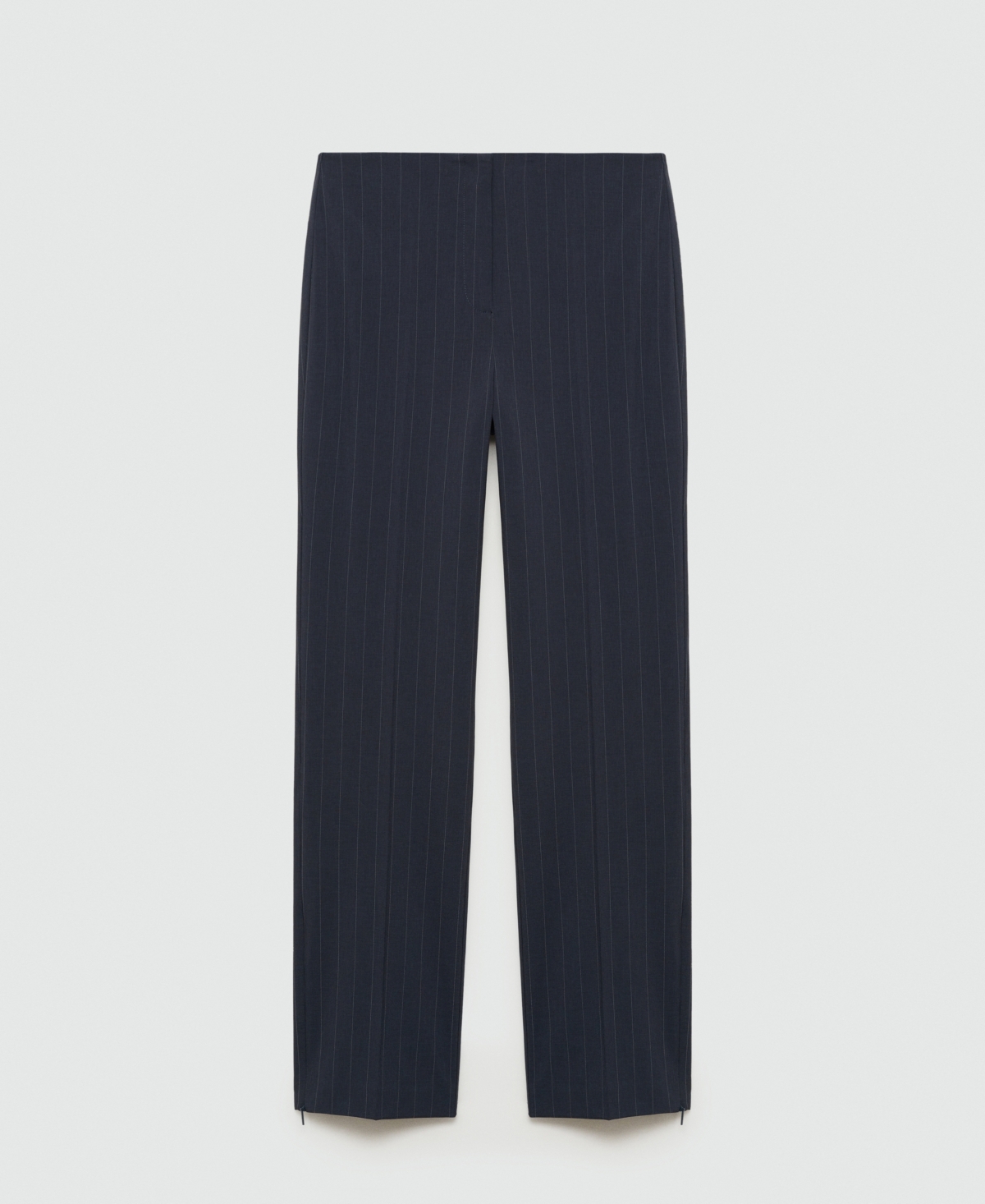 Shop Mango Women's Chalk-stripe Straight Trousers In Dark Navy