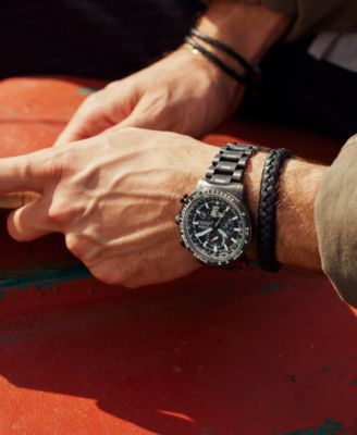 Eco-Drive Men's Chronograph Promaster Geo Trekker Gray-Tone Stainless Steel Bracelet Watch 46mm