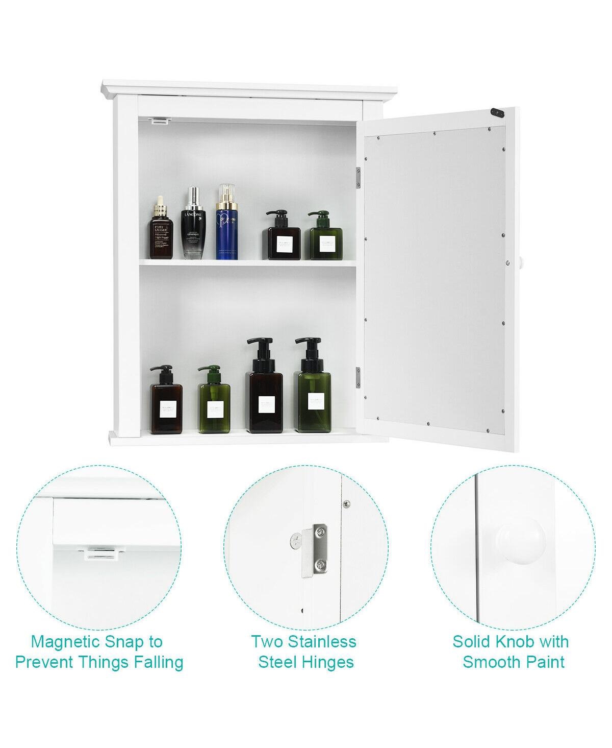 Sugift Bathroom Mirror Cabinet Wall Mounted Adjustable Shelf Medicine Storage- White