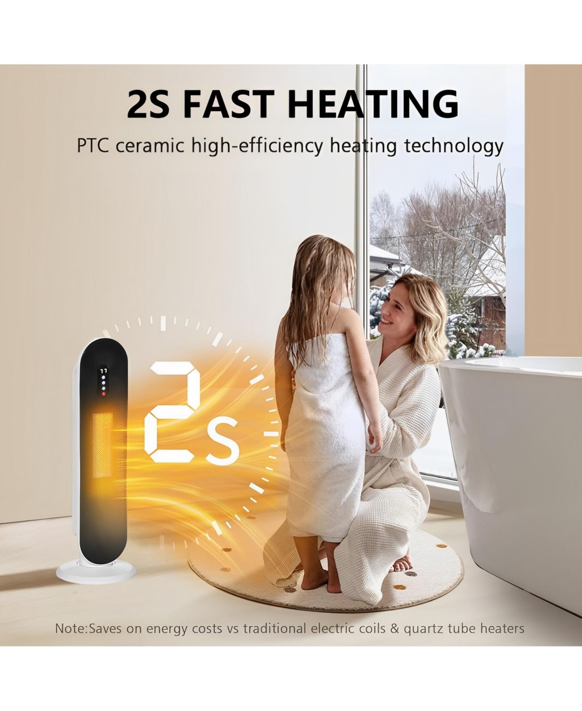 Sugift 1500W Oscillating Electric Space Heater Ceramic Heater with Remote Control