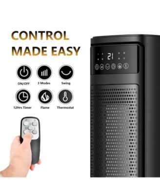 1500W Oscillating Ceramic Tower Electric Space Heater with Remote Control