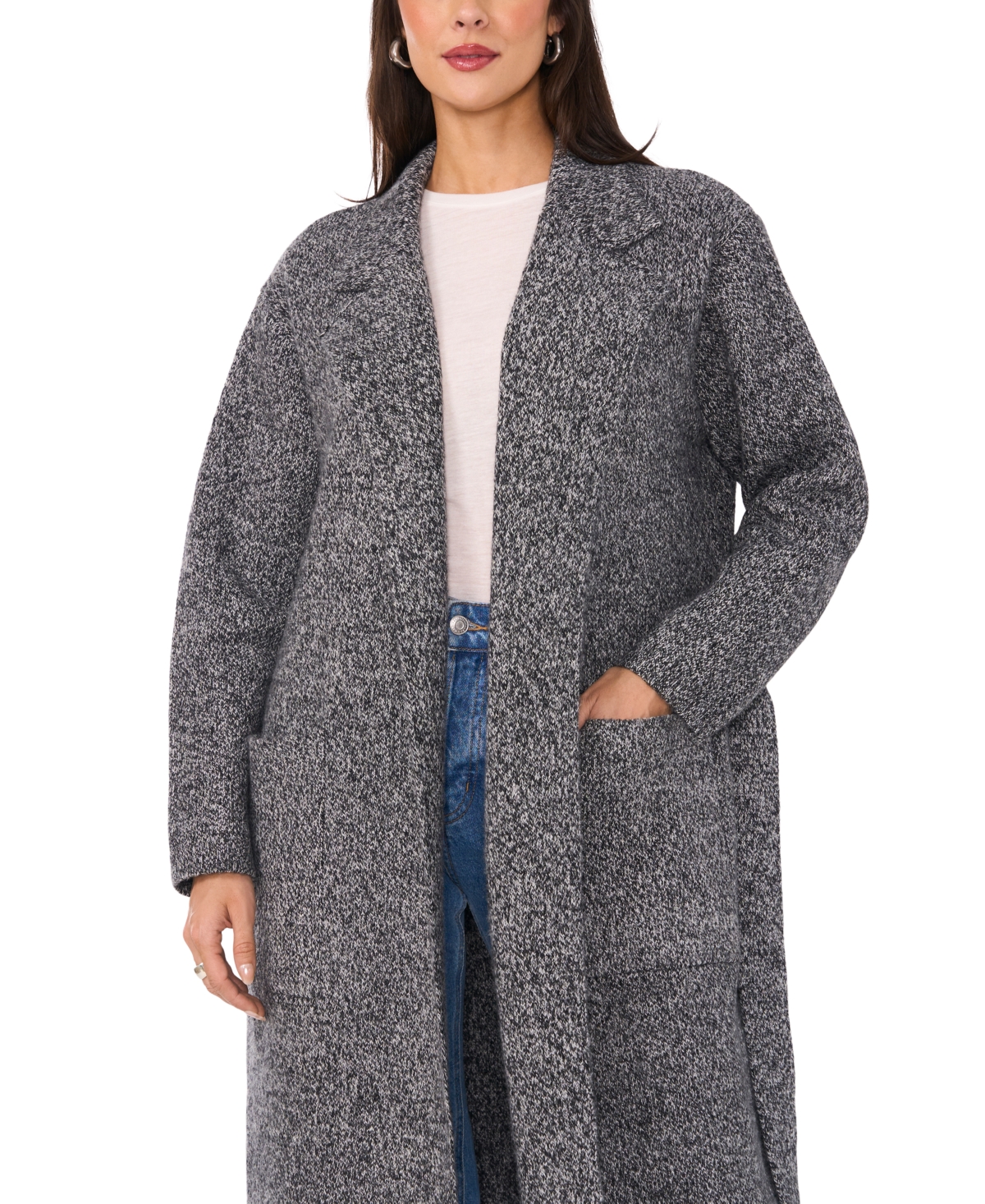 Shop Vince Camuto Women's Tie-front Duster Cardigan In Medium Heather Grey