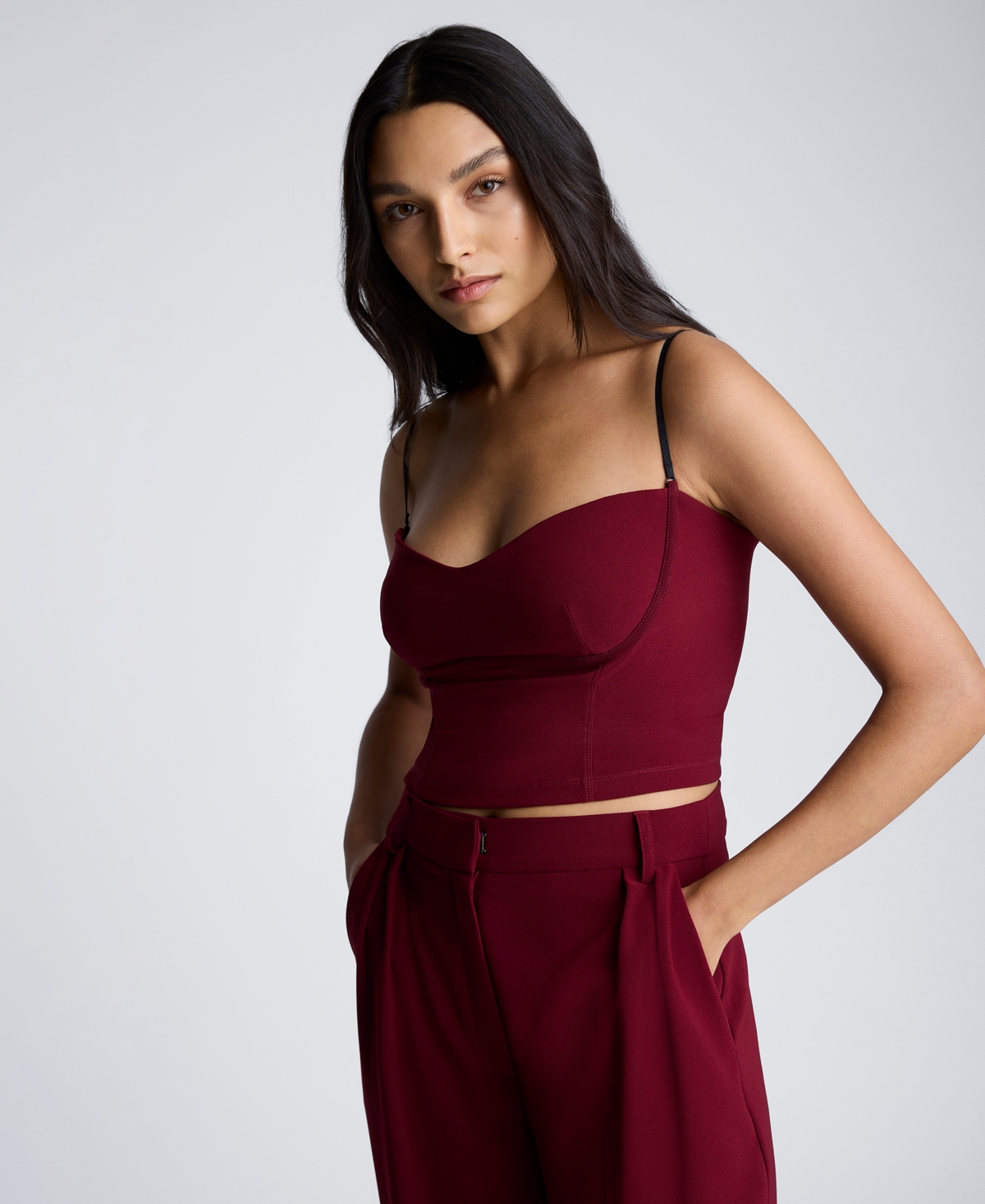 Shop Kenneth Cole Women's Sweetheart Neck Bustier Cami Top In Wineberry