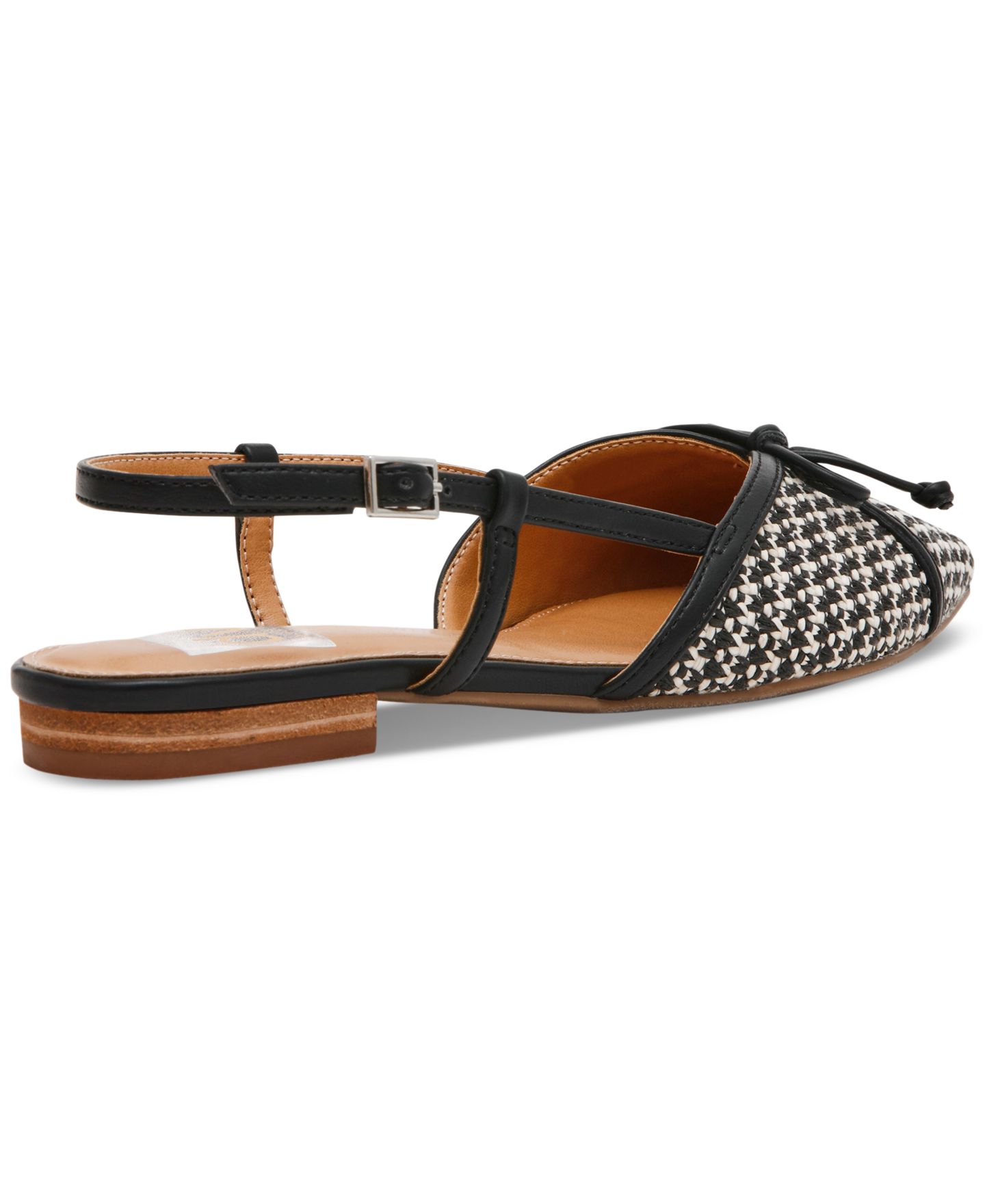 Женские балетки DV Dolce Vita Carsen Bow Pointed-Toe Slingback Flats, цвет: Чёрный / Белый — фото 6