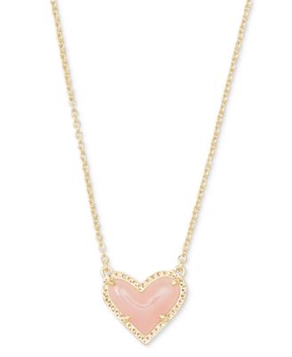 14K Gold Plated and Genuine Stone Ari Heart Pendant Necklace