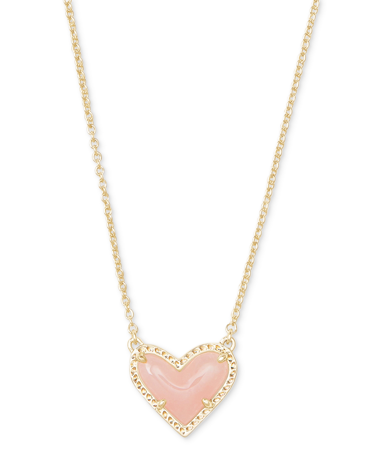 Kendra Scott 14k Gold Plated And Genuine Stone  Ari Heart Pendant Necklace In Gold Rose