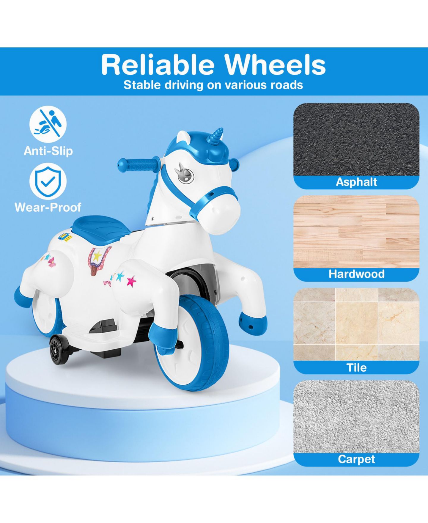 Детская игрушка HONGGE 12V Unicorn 2-in-1 Rocking & Riding Ride-On Toy, Ages 3+ — фото 2