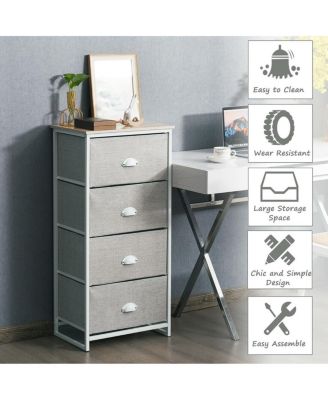 Chest Storage Tower Side Table Display Storage with 4 Drawers-Gray