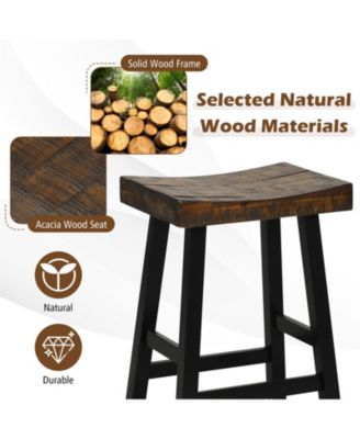 29 Inch Solid Wood Saddle-Seat with Curved Seat Surface and Comfortable Footrests