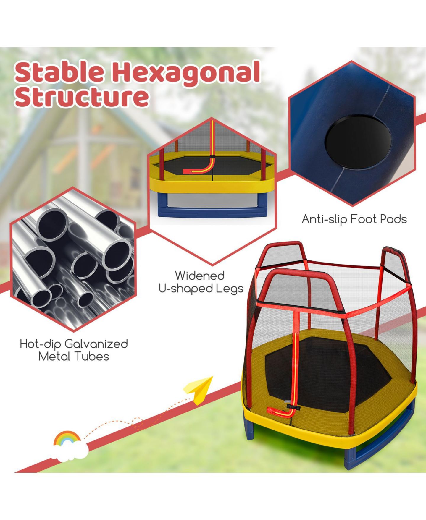 Детская игрушка SUGIFT 7' Trampoline with Enclosure Net, Ages 3+ — фото 6