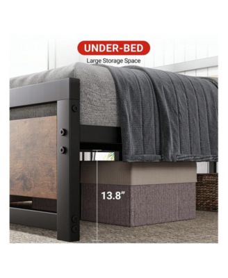 Bed Frame With Headboard, Industrial Platform Bedframe No Box Spring Needed, 14 Inch Metal Mattress Frame Noise Free