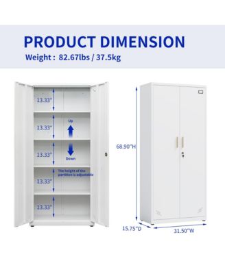 High Storage Cabinet with 2 Doors and 4 Partitions for 5 Organized Storage Spaces, Ideal for Home or Office Design